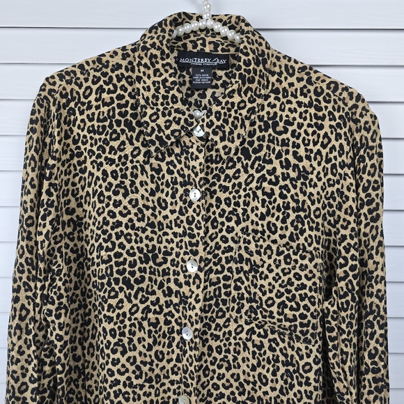 Monterey Bay Tops - Monterey Bay Button-Down Leopard Print Shirt